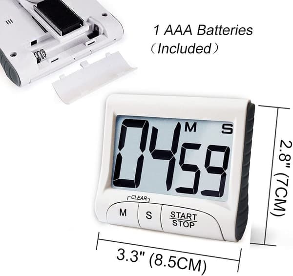 Stor display kökstimer - Digital timer magnetisk baksida högt larm sladd nedräkning 78*70*25mm