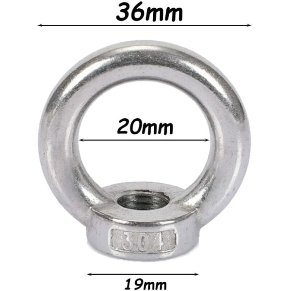 304 Rostfritt Stål Lyftring Ringmutter M8 Marin Lyftring【Hängande Ringmutter 10st