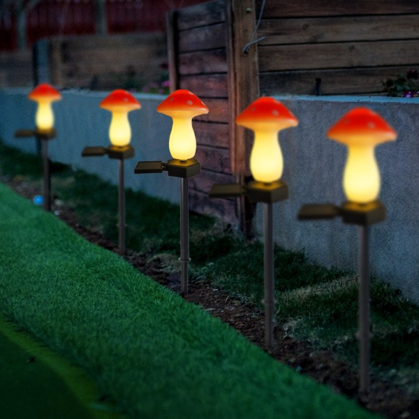 LED imiteret harpiks Svampe Garden Garden Plæne Dekoration Plug-in