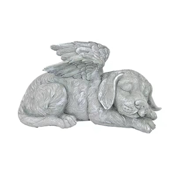 Engle hund Design Toscano Minnesmerke Katt Kjæledyr Engel Æresstatue Gravstein, 12x5x6cm, polyresin, antikk stein