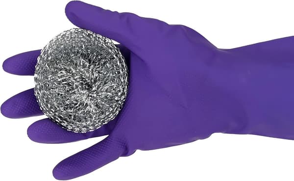 RECT Sett med 3 rustfrie stålsvamper for metallgryte, flerfarget
