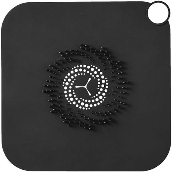 Shower Drain Cover, Silicone Hair Catcher, Bathtub Siphon for Shower (Black)