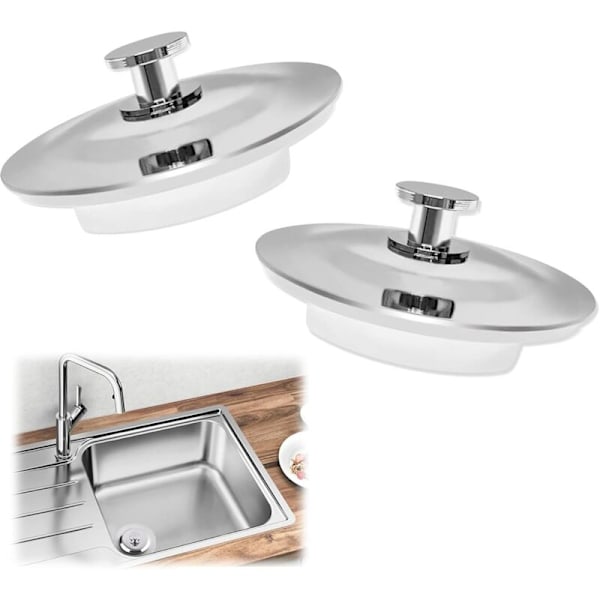 Ø42-44mm Propper For Badekar 2 Stykker Rustfritt Stål Universal Vask Propp Kjøkken Spenne Bouchon Slave Vask Bouchon For Kjøkken, Bad og Bua