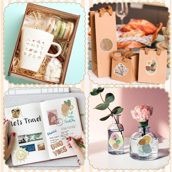 100 stk. Estetiske klistremerker, scrapbooking-klistremerker, kawaii-klistremerker, klistremerker for vannflasker, scrapbooking, dagbok, laptop (Boho 1)