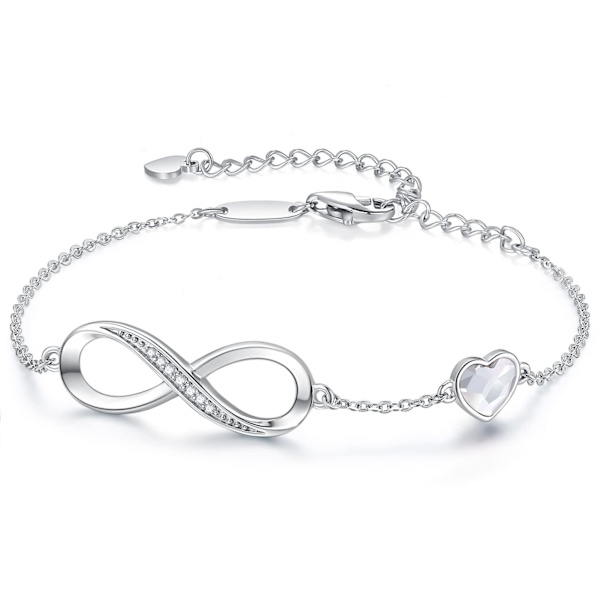 Evigt alfabet 8 armband med On-Pop-element, sterlingsilver 925, för kvinnor (blå)