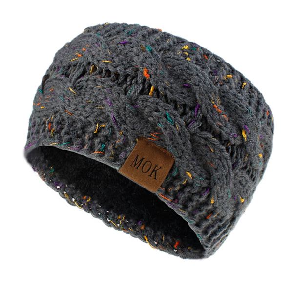 Dame Vinter Kabel Strikket Hodebånd, 1 PC Mote Grå Blomster Varm Øre Strikket Varm Twist Hodebånd Dame Hodebånd Vinter Utesport Ski Ørevarmer