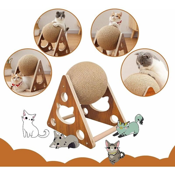 Kattklösleksak, naturlig sisalklösboll, kattklösleksak med boll