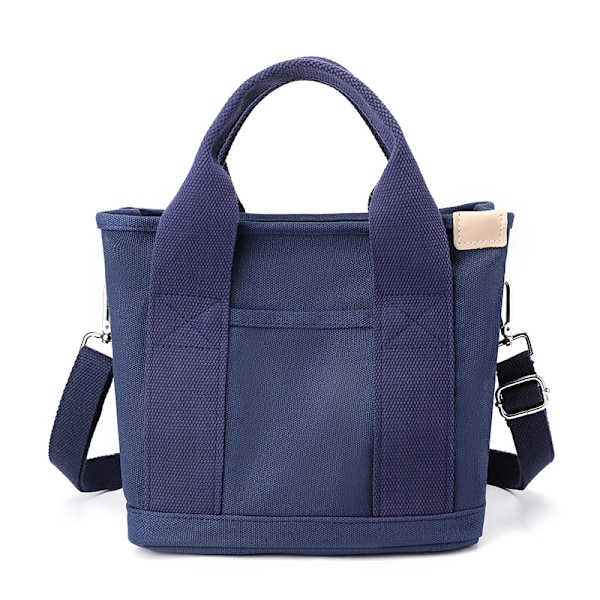 Naisten kangaskassi, monikäyttöinen kassi ja olkalaukku vetoketjulla, crossbody-laukku, sopii kouluun, ostosten tekoon, matkustamiseen, työskentelyyn ja päivittäiseen käyttöön (tummansininen)