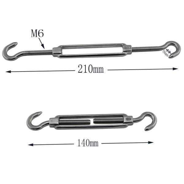 Varjopurjeen kiinnityssarja - 304 ruostumattomasta teräksestä valmistettu aurinkosuojan asennussarja - 6\" - Suorakulmaisten ja kolmionmuotoisten varjopurjeiden asentamiseen terassille, autotalliin