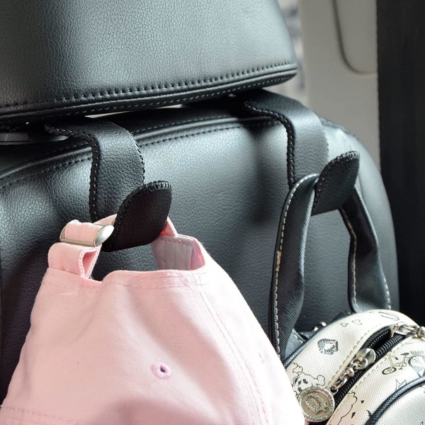 1 x Auton koukku Yleinen auton takaistuimen päätuen ripustin koukku Mikrokuitu nahka (Musta)