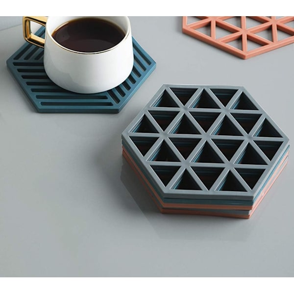 6 stk. Retro-glasunderlag Geometriske silikoneglasunderlag Skridsikre glasunderlag Glasunderlag (2 typer)