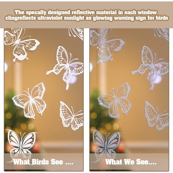 24 stykker Anti-kollisjon bred sommerfugl vindusklistremerker Window St