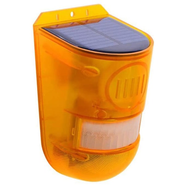 Solarlarm med PIR-rörelsedetektor, LED-stroboskopljus, kraftfull 110 db, utomhus, IP65, vattentät, uppladdningsbar, för gård, lager, co