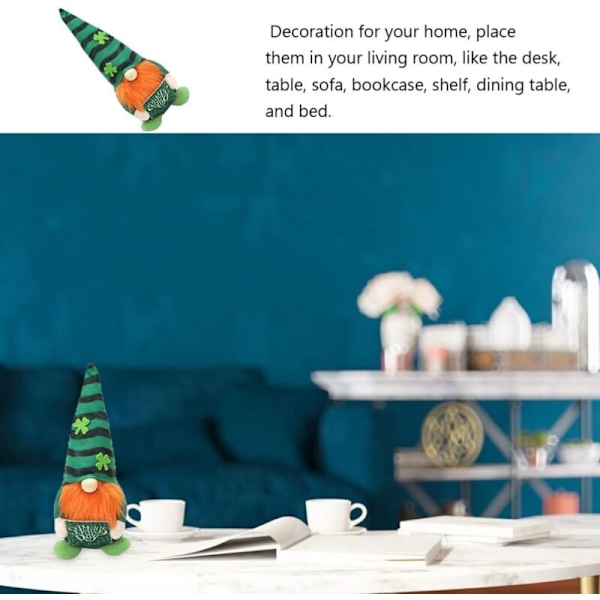 (Manlig) Midday Gnome Dekoration, Irländsk Leprechaun Sué Dois Skandinaviska Hemmakontorsprydnader, Pardocka med Randig Skotsk Hatt