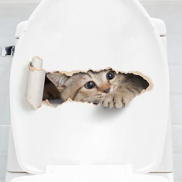 Katttoalettdekal tecknad hål