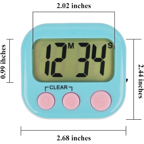6-pack digitala timers för lärare, små timers för barn, magnetisk högljudd alarmklocka minuter sekunder nedräkning med switchar för klassrum, läxor, träning