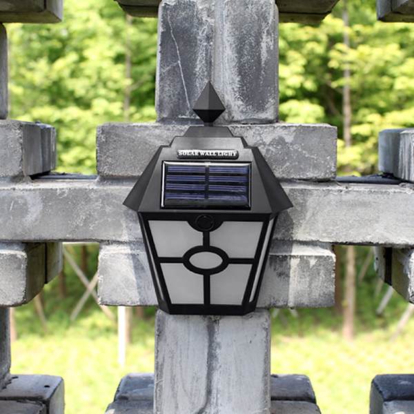 Dekorativa lampor Solcellsstaket Ljus Utomhus Landskap Hexagonal Vägglampa, Utomhus Gård Vägglampa (Svart Varmvitt Ljus)