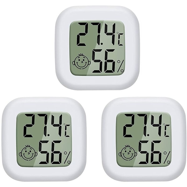 Hygrometer 3 st Mini LCD Digital Termometer Babyrum Vardagsrum Kontor Kylskåp Inomhus Termometer och Hygrometer