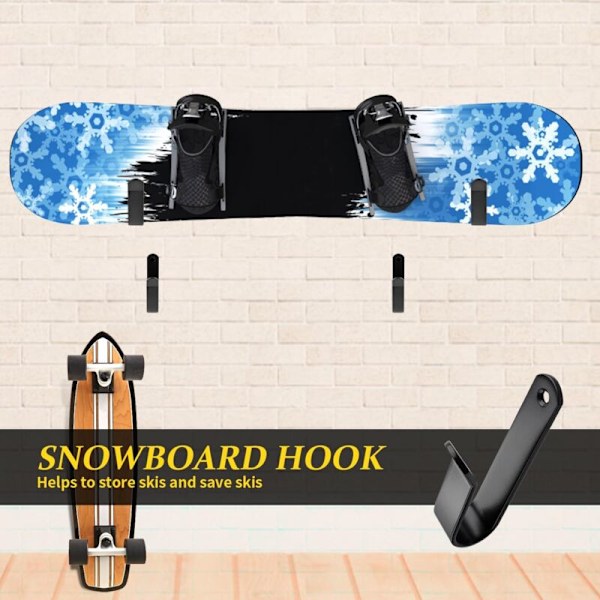 Vägghållare för skateboard, Skidhållare för skidor, Displayställ, Bilskidor, Förvaringskrokar, Brädor som skateboards, longboards, wakeboards och rullar