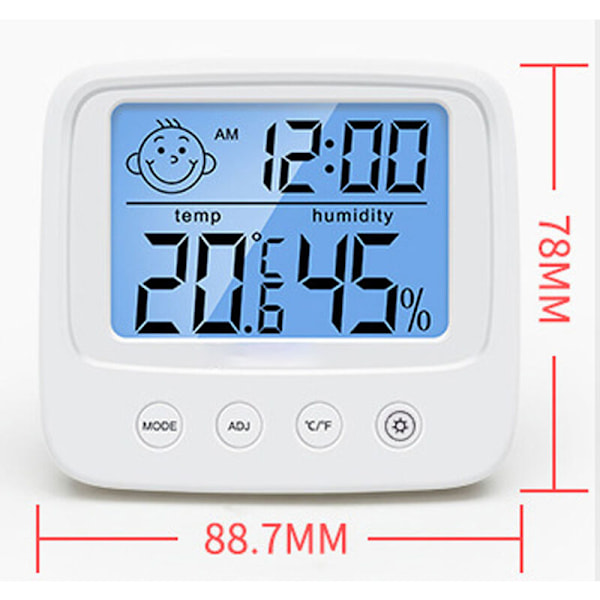Högprecisions digital inomhus hygrometertermometer, temperaturmätare och hygrometer, termo-hygrometer komfortindikator med bakgrundsbelysning, klocka