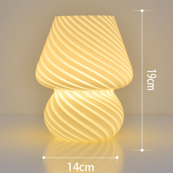 Svampe Lampe Lille Sengebordslampe Natbordlampe Fuldt Dæmpbar Gennemskinnelig Glas Bordlampe til Soveværelse Sovesal Stue, Murano Æst