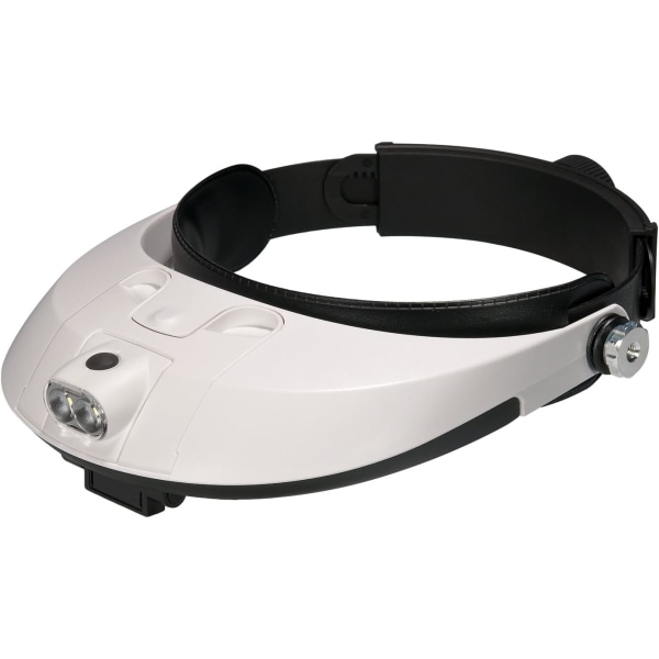 Hodeforstørrelsesglass med LED-lampeforstørrelsesglass Headset Lupe for reparasjon, smykker, sying, håndverk, klokkekrets (hvit)