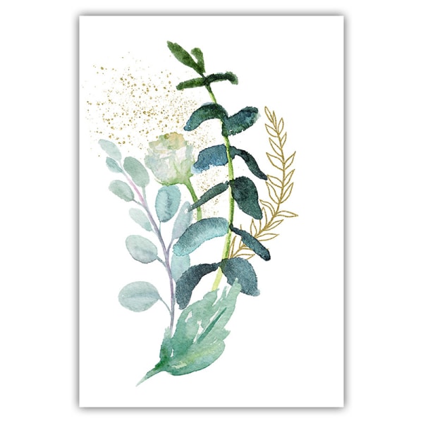 Grønt eukalyptusblad lærred dekorativt maleri (3 styk)