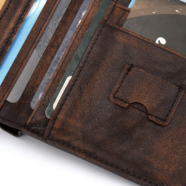Retro herr plånbok stöldskydd anti-RFID första lagret kohud plånbok (1 st)