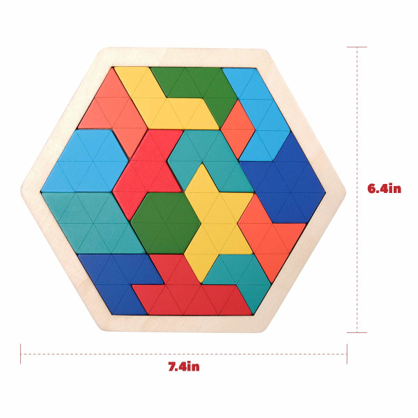 Träpussel för barn - Hexagonmönsterblock