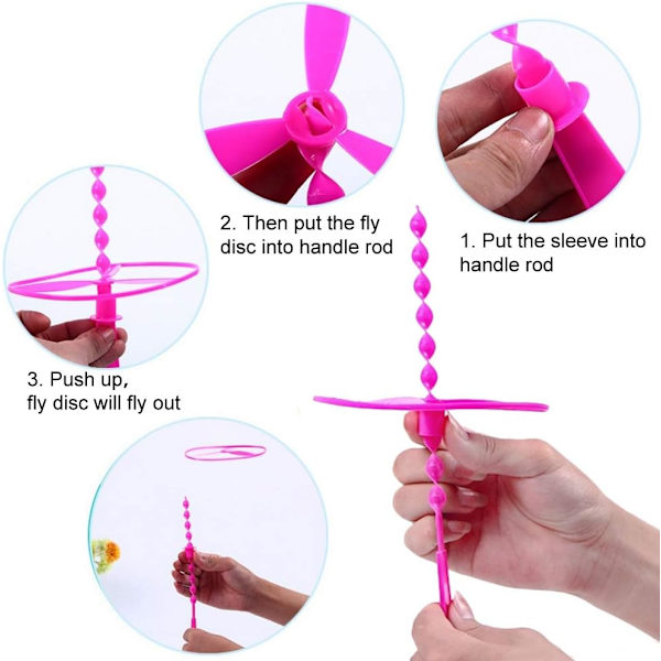 Slumpmässig färg (4 st)-Twisty Pull String Flygande tefat Snurrande flygande disc leksak helikoptrar pedagogiska leksaker för barn-Slumpmässig stil