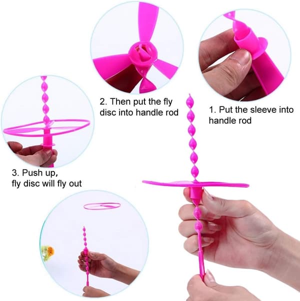 Tilfældig farve (4 stk) - Twisty Pull String Flyvende tallerkener Spindende flyvende disk legetøj helikoptere pædagogiske legetøj til børn - Tilfældig stil