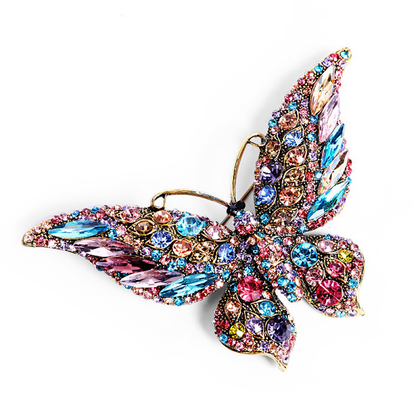 Kristalli Rhinestone Perhonen Rintaneula Elegantti Rintaneula Mekko Asusteet Korut Lahja Naisille Tytöille (Sininen)