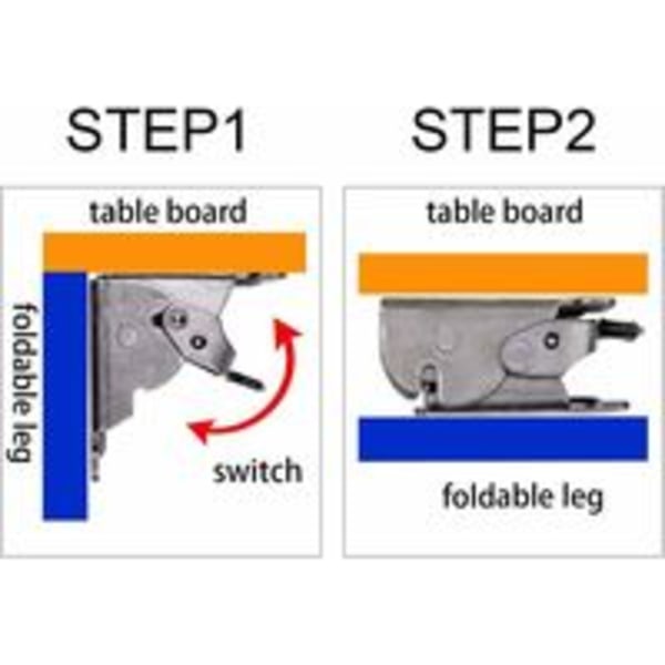 Selvlåsende foldeskinne, 4 stk kjøkkenskap foldeskinne, stålplate 90 graders benfoldeskinne, låseforlengelsesbord foldeskinnehyllebrakett