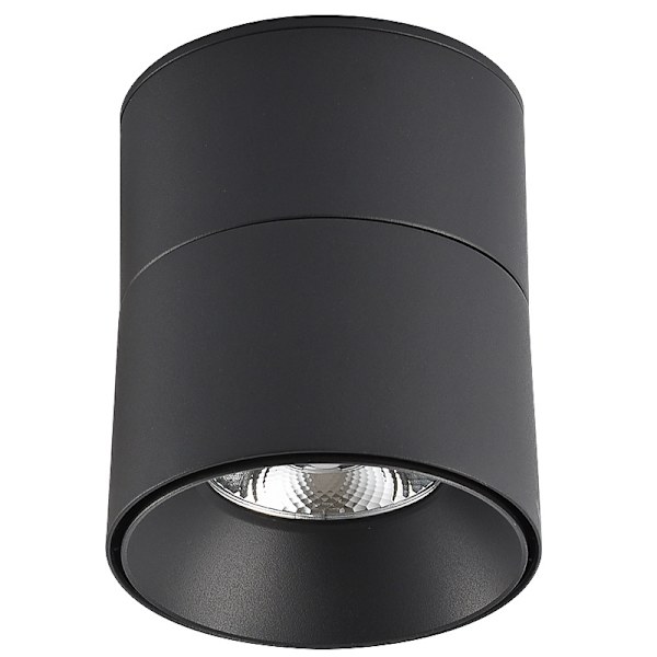 Musta säädettävä pinta-asennettava valonheitin 7W LED-alasvalot Kattovalaisin Säädettävä kulma Kattovalaisin COB-lamppu, 360° kääntyvä (lämmin valkoinen 3000