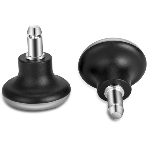 Bell Glides Swivel Kontorstol Caster Hjul, Faste Hjul, Kort Profil med Separate Selvklæbende Filt Glides, Sort, 5-Stykke Sæt