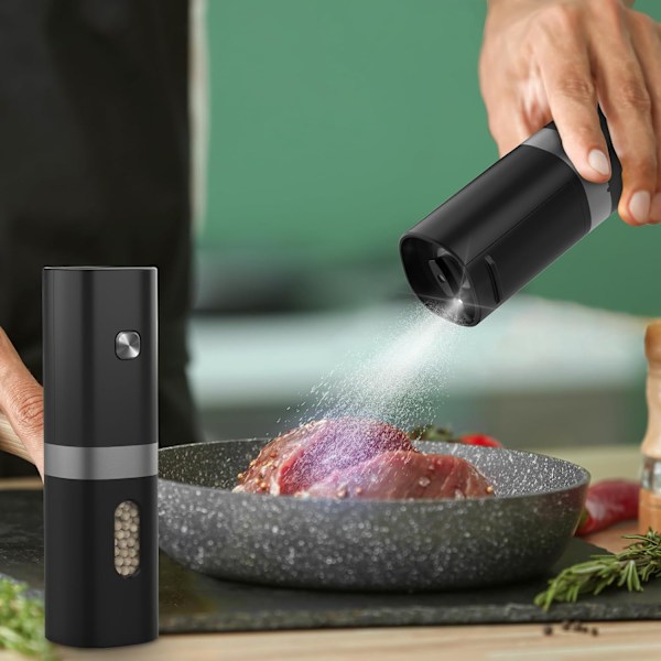 Elektrisk peppar- och saltkvarn - Batteridriven, justerbar grovlek, enhandsmanövrering (1-pack)