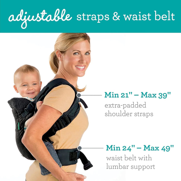 4-i-1 Bæresele - Ergonomisk, Konvertibel, Utadvendt Front-til-Bak Bæresele for Nyfødt til Småbarn 3,6-13,6 kg, Svart