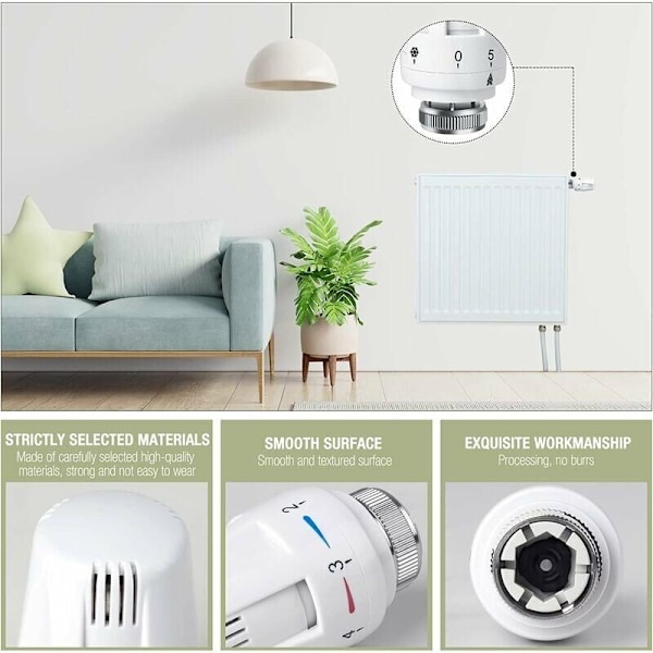 4 stk. radiatortermostathoved, TRV M30 x 1,5 radiatortermostathoved, radiatortermostatventil, radiatorradiatorventiler til varmesystem til