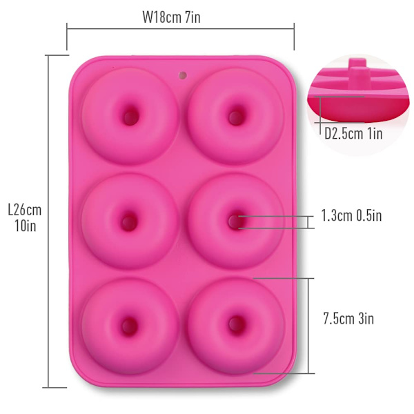 Silikone Donutforme, 2-pak Non-Stick fødevarekvalitet silikoneforme til Donutbagning – Grøn og Pink
