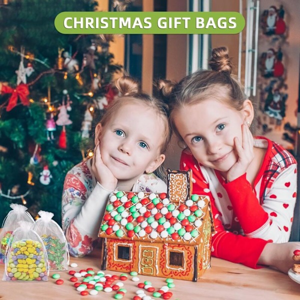 Set med 100 organzapåsar - 13 x 18 cm - Presentpåsar för fester, bröllop, smyckespåsar, godispåsar och sminkpåsar (vit - 13 x 18 cm)