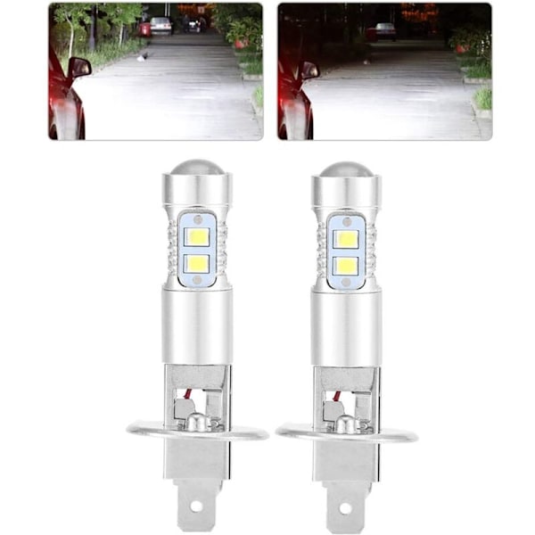 Glödlampor för strålkastare, 2x H1 6000K Ultra White 100W LED-strålkastarlampsats för halvljus