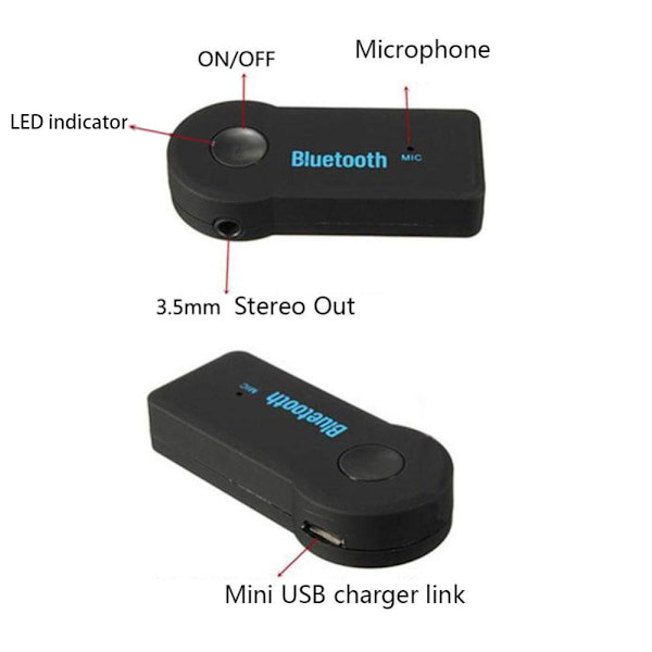 Car BT Bluetooth-modtager - håndfri opkald under opladning og lytning til 3,5 mm lyd Bluetooth-modtager