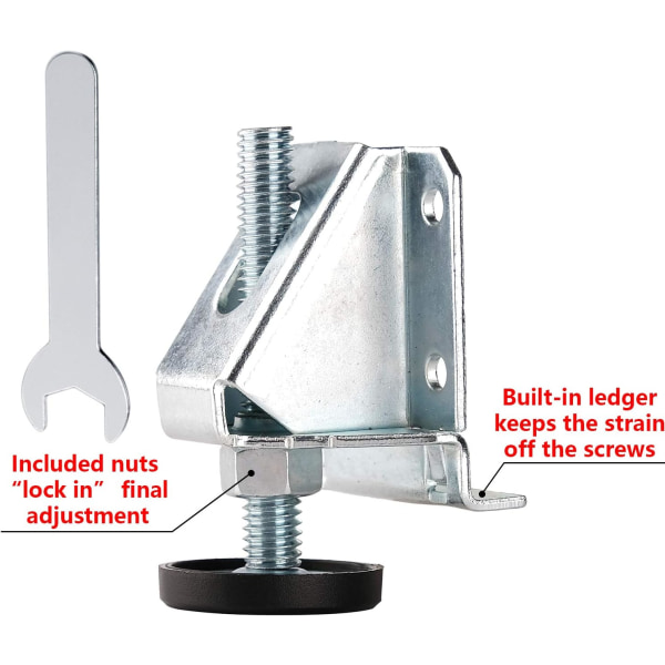 Nivåføtter Heavy Duty Møbel Nivåer Justerbar Bordben Nivåer w/Låsemuttere for Møbler, Bord, Skap, Arbeidsbenk, Hyller og Mer