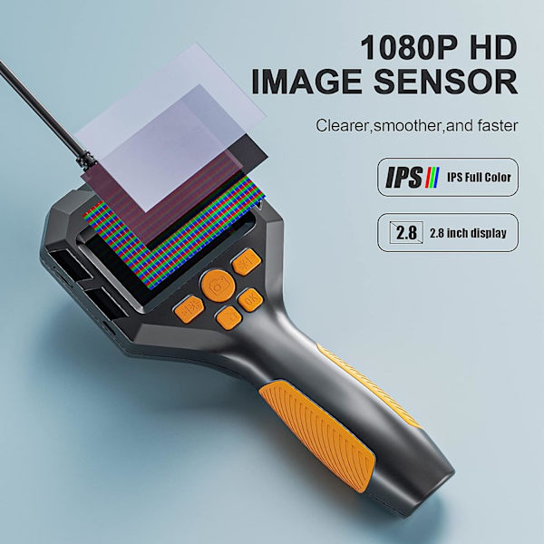 Industriel endoskop, 1080P HD digital boreskop inspektionskamera med 8mm IP67 vandtæt kamera, kloakkamera med 2,8\" IPS-skærm, 16,5FT semi-R