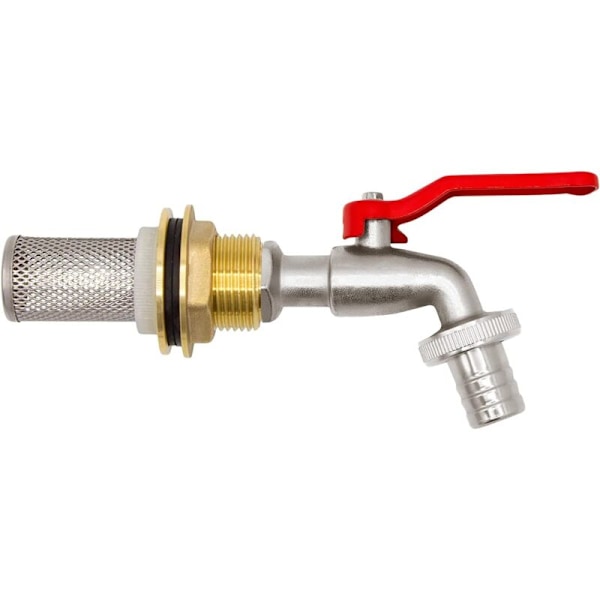 Regntønnekobling + tappekran + kuleventilfilter sammen 14719, 1/2 \", messing