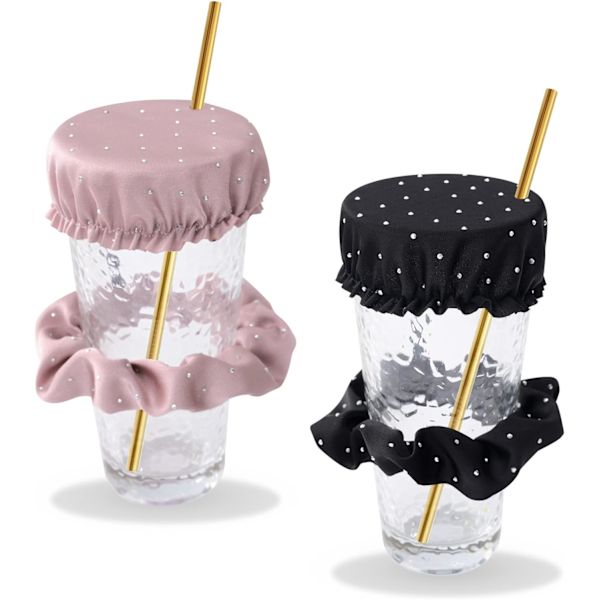 2 kappaletta juomasuojaponinhäntää (musta+punainen), pistosuojatut juomapäälliset olkiireiällä, uudelleenkäytettävät ja pestävät, useimpiin kuppeihin ja laseihin baarissa