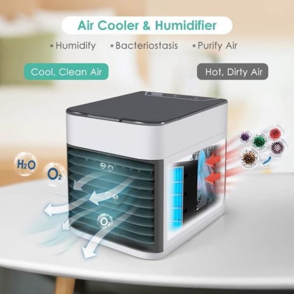 Henkilökohtainen ilmanjäähdytin, kannettava ilmastointilaite, mini- USB haihduttava ilmanjäähdytin, ilmankostutin, ilmanpuhdistin
