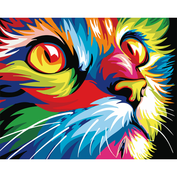 Digitalt maleri til børn og voksne, DIY digitalt malesæt til børn begyndere, rammeløst lærredsmaling, farverig kat 40*50cm