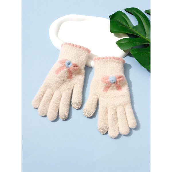 Flickhandskar med rosett-mönster för flickor