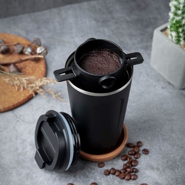 Hvidt, genanvendeligt kaffefilter i rustfrit stål uden papir til manuel, permanent kaffebrygning, bærbart, højpræcisions 304 rustfrit stål